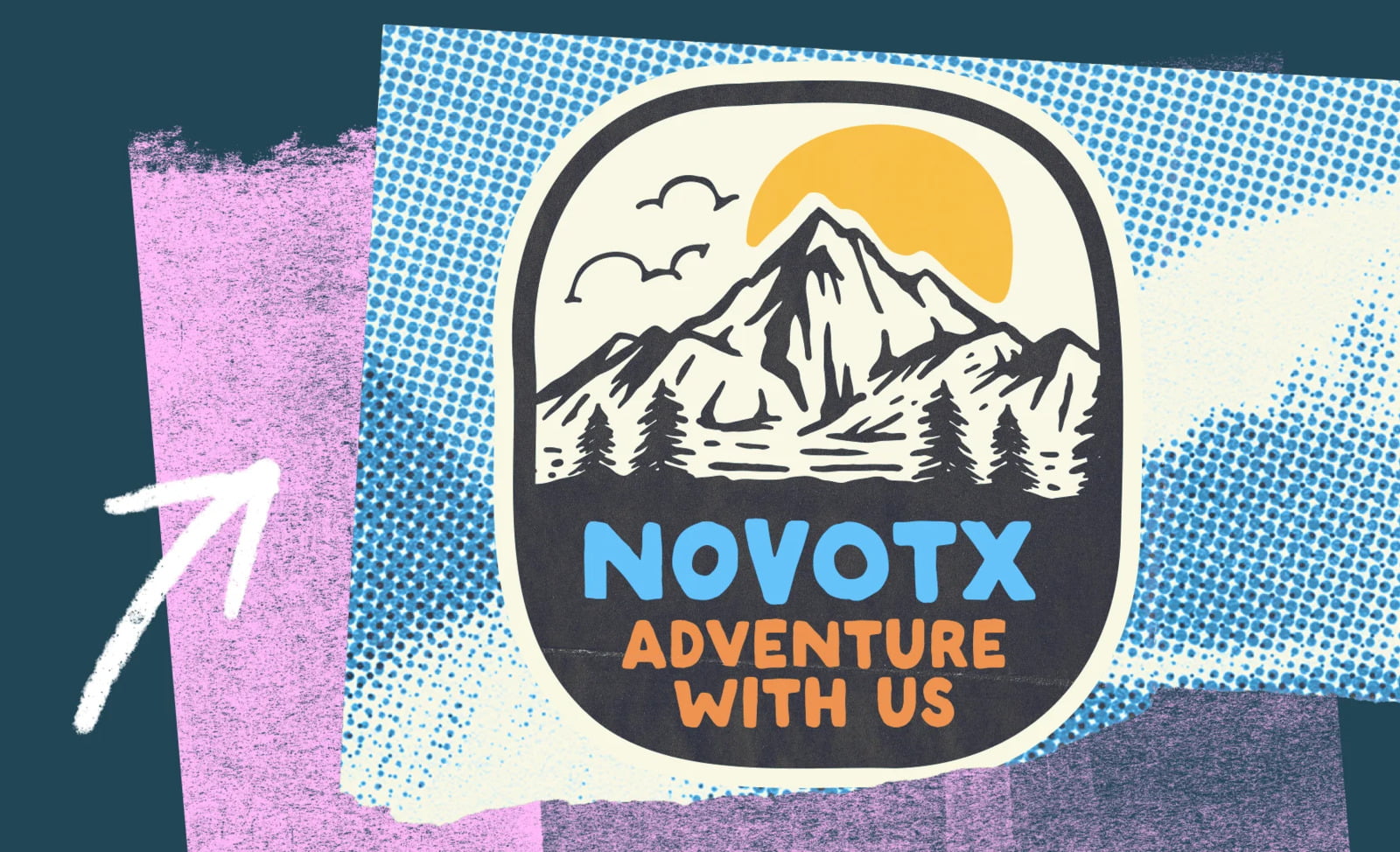 Novotx logo with mountains